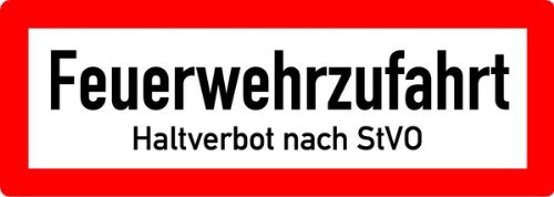 LEMAX® Feuerwehrschild, Feuerwehrzufahrt Haltverbot - DIN 4066 Alu 2 mm, reflektierend weiß/schwarz 594x210mm