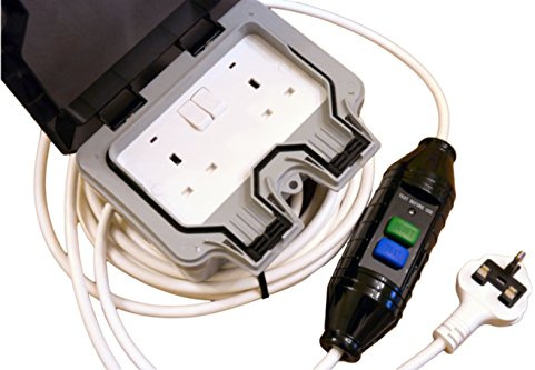 Made in Britain 20m RCD Protected 13A plug to IP66 rated 2 gang Socket Outdoor Extension Cable. Ideal for using Pressure washer, Pool Pumps, Tools, Lighting (20 metre length)