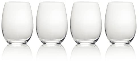 Mikasa Julie Stemless Wine Glass (Set of 4), 19.75 oz, Clear Vasos, Vidrio, Negro