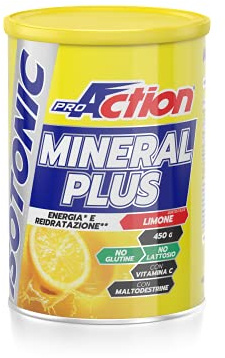 ProAction Mineral Plus Isotonic - Sali Minerali - Integratore salino isotonico per tutti gli sport - Gusto Limone - Latta da 450g