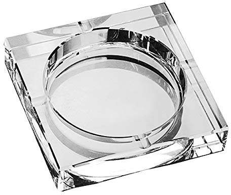 Amlong Crystal Large Square Crystal Ashtray with Gift Box, 6 x 6 inch (150mm X150mm), Clear
