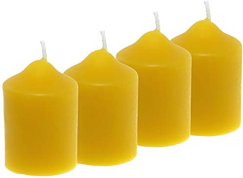 Toms Bienen 4 Stumpenkerzen Durchmesser 4,3 cm aus 100% reinem Bienenwachs; Höhe 6 cm