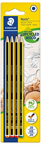 Staedtler 120-S BK4D - Matite Noris, durezze assortite (2B-HB-2H), confezione da 4 pz