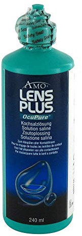 AMO Lens Plus OcuPure Saline – Sterile Kochsalzlösung zum Abspülen und Benetzen aller Kontaktlinsen – Ohne Konservierungsstoffe – 1 x 240 ml
