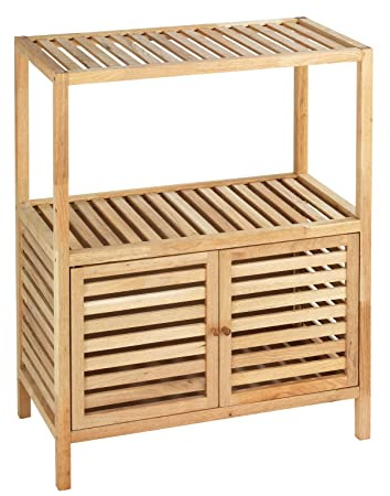 Wenko Norway - Estantería con Dos Puertas para el baño y el hogar, Madera de Nogal, 67.5 x 86 x 35.5 cm