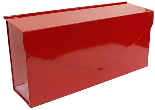 NACH Red Envelope Wall Mount Mailbox, Rust Resistant Metal Mailbox, Red Mailbox Wall Mount, Mailboxes for Outside Wall Mount, Outdoor Mailboxes, Wall Mailbox, 14.1 x 3.5 x 6 Inches, MB-6915RED
