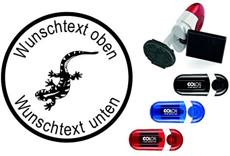 Geocachingstempel « SALAMANDER » mit persönlichen Cachername/Nickname Runder Stempel Geocaching Pocketstempel