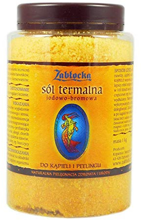 Zabłocka Thermal Iodine-Bromine Salt 1kg | Natural Minerals | Wellness Bath Salt for Skin Care, Exfoliation and Relaxation. Magnesium, Bromine, Calcium and Iodine Salt for Full and Partial Baths