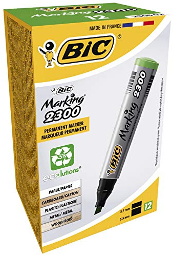 BIC Marking 2300 Permanent Markers Chisel Tip Green 12 Box