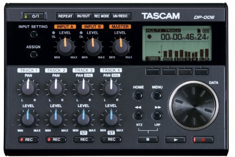 Tascam DP-006 6-Track Digital Pocketstudio Multi-Track Audio Recorder, Built-in Mics, Songwriting, Battery Operated