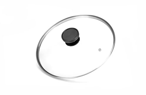 Alluflon Couvercle en Verre Trempé avec Rebord en Acier Inoxydable, Résistant aux Hautes Températures, Compatible Lave-Vaisselle, 22 cm