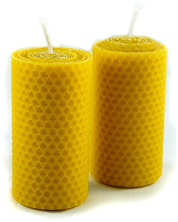 Naturra 2 100% Bienenwachs Kerzen in Handarbeit handgerollt Wabenmuster aus deutschem Imkerwachs