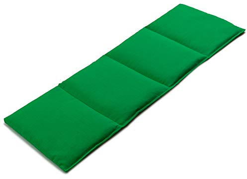 Almohada térmica compartimentada en 4 con pepitas de uva 60x20cm - verde claro - Saco térmico para microondas - Calor y frío - Cojín térmico con semillas