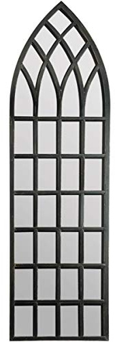 MirrorOutlet Large Metal Arched Black Outdoor Mirror Frost Protected 4ft7 x 1ft6 140 x 40.5cm, 4ft-5ft,GMA016