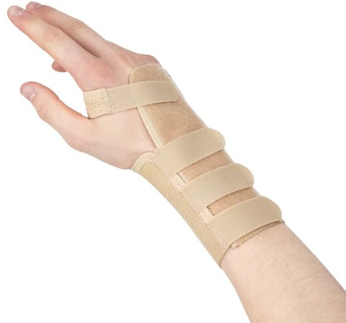 Actesso Tri-Weave Handgelenkschiene - Lindert Symptome bei Karpaltunnelsyndrom, Frakturen, Verstauchungen, Sehnenscheidenentzündung und Gelenkschmerzenn (Elastisch, Links Hand, Beige, S)