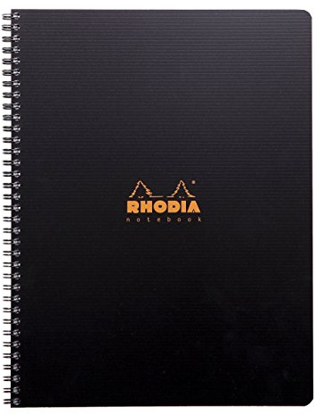 RHODIA 119900C - Cahier à Spirale (Reliure Intégrale) Noir - A4+ 22,5 x 29,7 cm - Petits Carreaux - 160 pages Détachables Perf 4 Trous - Papier Clairefontaine 90 g/m² - Couverture Polypro