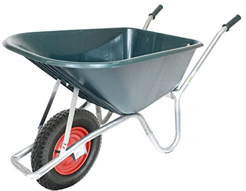 TRUTZHOLM Schubkarre 100 L 250 kg Luftrad auf Stahlfelge Kunststoffwanne Gartenschubkarre Bauschubkarre Schiebkarre