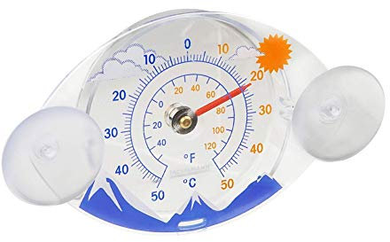 Fackelmann Fensterthermometer TECNO, analoges Außenthermometer, Thermometer mit Temperaturanzeige -/+50°C (Farbe: Bunt), Menge: 1 Stück