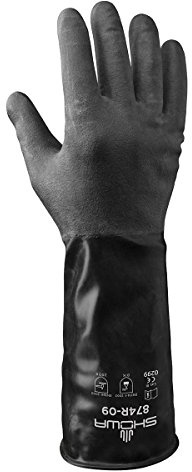 SHOWA 874 Butyl Chemical Resistant Safety Glove with Rough Grip, Unlined, 14 mil Thick, 14 Length, Medium (1 Pair)
