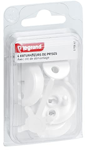 Legrand - Cache-prises de courant - 4 caches pour prise avec terre, Blanc