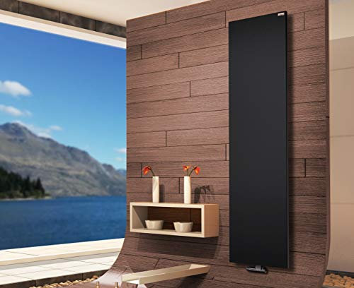 BADHEIZKÖRPER Design Mirror Steel 3 180x47cm 1118 W schwarz SZAGATO Handtuchwärmer Handtuchtrockner Handtuchhalter Paneelheizkörper vertikal Mittelanschluß Flachheizkörper Mittelanschluss