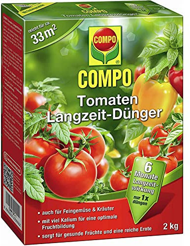 COMPO Tomaten Langzeit-Dünger für alle Arten von Tomaten, 6 Monate Langzeitwirkung, 2 kg, 33m²