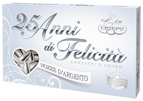 25e anniversaire Argent Confettis – Jordan Amandes Boîte cadeau – (Import Italie, 500 grammes