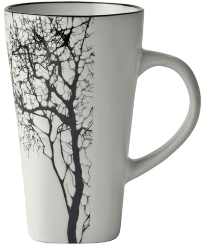 Villa Collection Hela Tasse Groß 500ml, Jumbotasse, Teetasse, Kaffeetasse Groß mit Schönem Baum-Muster, Durchm. 9 cm, Höhe 15 cm, 0,5 Liter, aus Keramik/Steingut, Sand