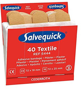 1x 40 Textile Salvequick Sofortpflaster Set, Pflasterstrips Refill, Cederroth REF 6444