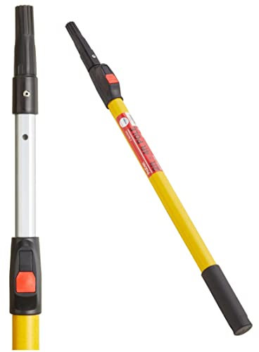 ProDec Asta di prolunga in fibra di vetro e alluminio con chiusura a pulsante per telai a rullo per verniciatura, offre una portata maggiore compatibile con telai a vite e a pressione