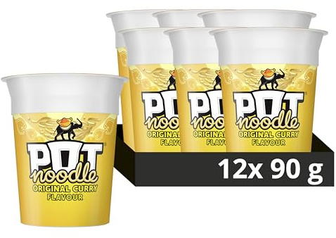 Pot Noodle Original Curry Standard Pot instant vegetarian snack quick to make noodles 12x 90 g
