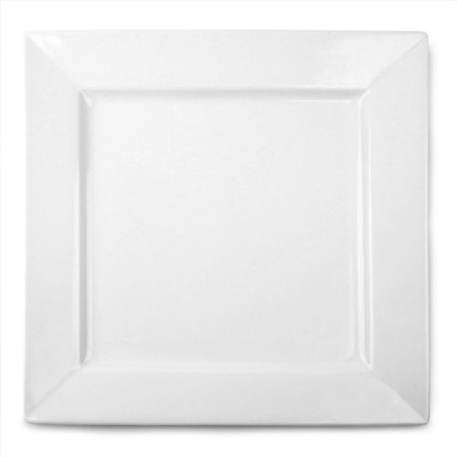 Royal Genware Square Plates - Pack of 3, 26cm (10.25inch), White Porcelain Dinner Plates, Commercial Quality
