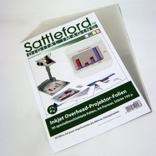 Sattleford Overheadfolien: 50 Inkjet-Overhead-Folien, DIN A4, transparent, 115 µm (Klarsichtfolien, Overheadfolien Tintenstrahldrucker, Druckerpapier)