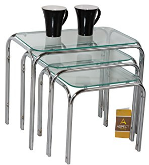 ASPECT Lisbon SETOF 3 Nesting Side END Tables, Chrome, L 46x30x39, M 36.5x30x34, S 31.5x30x29(H) cm, B012HJM8NI