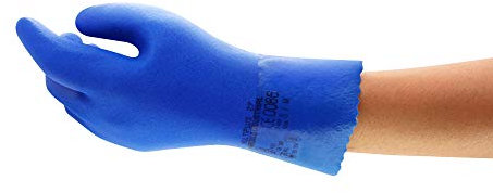 Ansell Multiplus 27 Guanto in PVC, Protezione Contro le Sostanze Chimiche e Liquide, Blu, Taglia 10 (12 Paia)