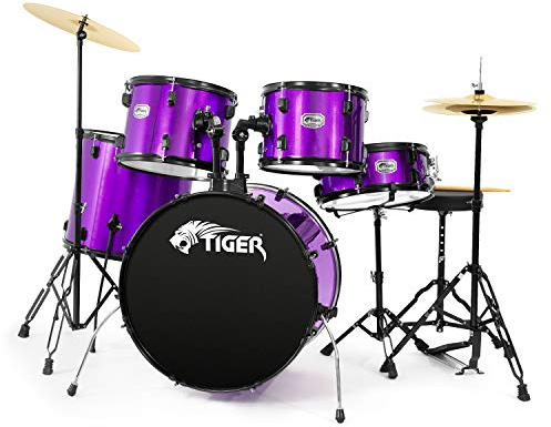 Tiger DKT28-PU Full Size Acoustic Drum 22 Bass Drum Kit - Purple