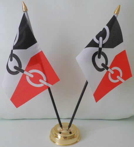 Black Country 2 Flag Desktop Table Display Centrepiece With Gold Base