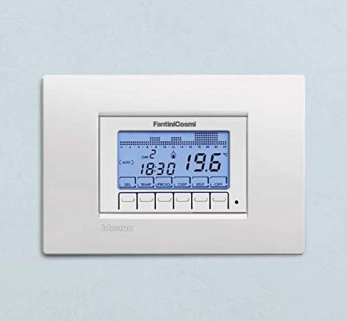 Fantini Cosmi CH141A Cronotermostato Settimanale da Incasso a Batterie, Bianco/Silver/Antracite
