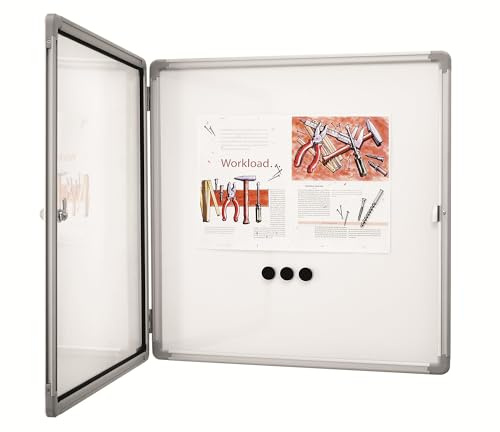 magnetoplan 1215100 Schaukasten SP, 6 x A4 für Innenbereich, weiß/aluminium/grau | Weiß, Kapazität 6 x DIN A4