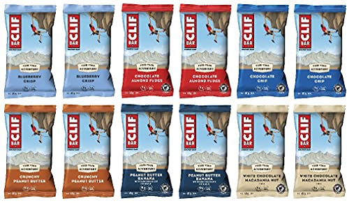 CLIF Bar ENERGY BAR Mixed Flavour Variety-Pack x 12 bars Nutritional Bar Source of Plant Based Protein 12 bars x 68g