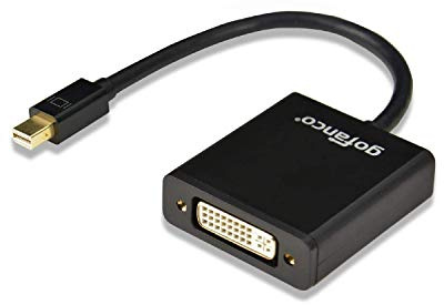 gofanco Mini DisplayPort to DVI Adapter - Black Thunderbolt Compatible MALE to FEMALE - for MacBook, Mac Mini, Microsoft Surface Pro, Google Chromebook Pixel, and Laptops with a Mini DisplayPort