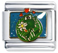 Quiges 9mm Italian Style Charm Modul aus Edelstahl Frosch mit Herz für italienische Armbänder