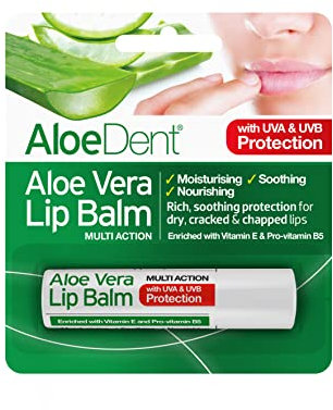 Aloe Dent Aloe Vera Lip Balm , Natural , Vegetarian , Cruelty Free , Paraben and SLS Free , Moisturising , UVA and UVB Protection , 4 g