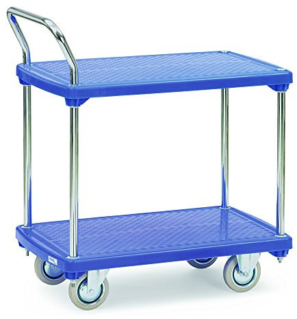 Fetra Kunststoff-Tischwagen, 2 Ladeflächen, Traglast 200 kg, 1 Stück, 815 x 540 x 890 mm, blau, 3132