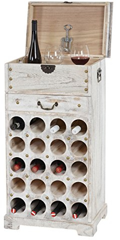 Mendler Weinregal Lucan T323, 94x48x31cm - weiß | Flaschenregal, Regal für 20 Flaschen, Shabby-Look, Vintage
