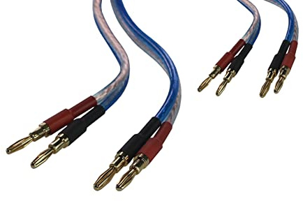 KK Cable BB2-2[1Pair 8banana Plugs Total] HiFi Speaker Wire, Assembled (Banana to Banana Plugs) Blue (4.92ft PER Wire / 1.5M PER Wire) BB2-2