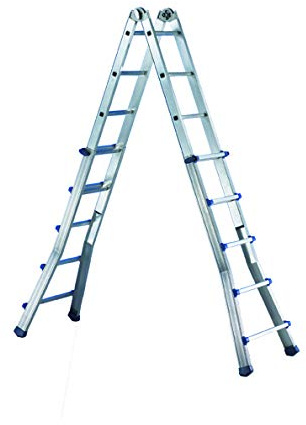 Svelt Scala 8+8 gradini Professionale Telescopica, Multiposizione in Alluminio con Base Allargata, Scalissima Plus
