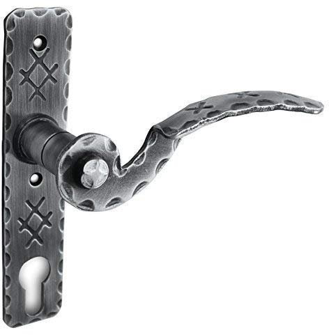Gedotec Poignées de Porte en Fer - MIRABELLE - Finition en Fer Forgé Noir et Plaque Rectangle - Poignées de porte pour Chambre, Salle de Bain, Entrée, Cuisine - avec Vis - Serrure à Cylindre