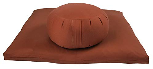 Buckwheat Zafu and Zabuton Meditation Cushion Set (2pc), Clay