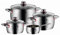 WMF Quaity One - Batería de Cocina 4 Piezas, Acero Inoxidable Apto para Inducción, 3 Cacerolas Altas de 16 cm, 20 cm y 24 cm, 1 Cazo 16 cm con 3 Tapas de Cristal